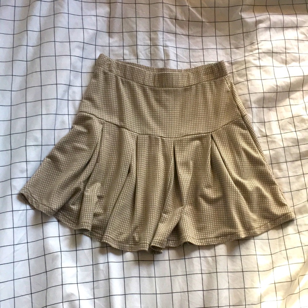 Urban Romantics brown and white gingham pleated skirt
